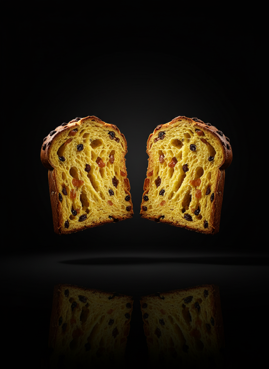 Interno panettone artigianale spaccato - lievitazione naturale