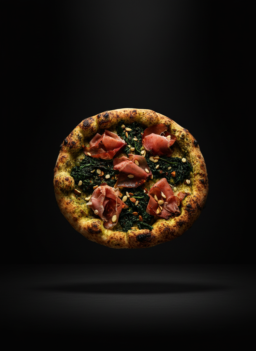 Pizza speciale su sfondo nero della linea prodotto di C'è Pizza per Te